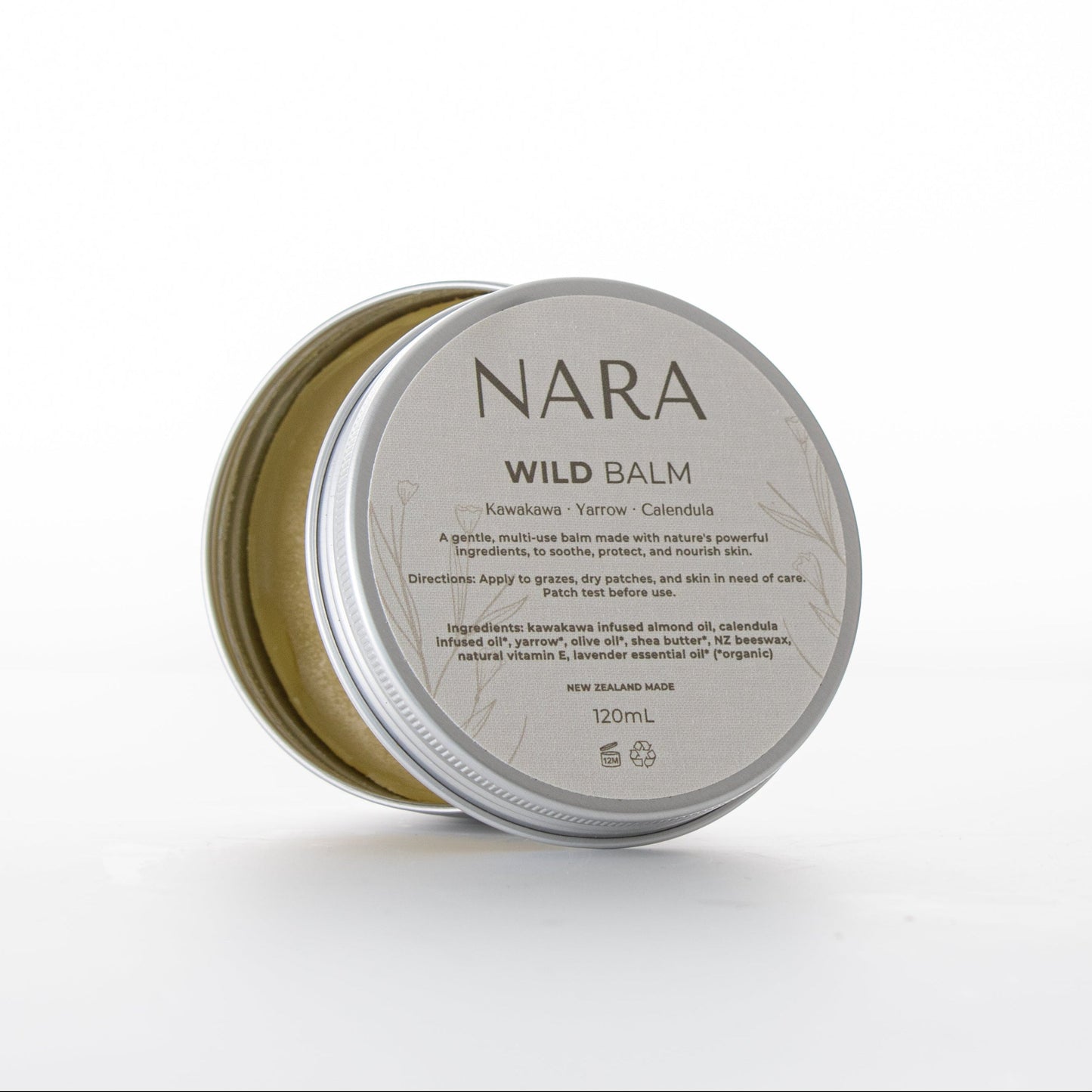NARA Wild Balm, with Kawakawa Calendula and Yarrow, a mulit-use balm for nourishing the family.
